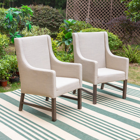 Patio Textilene Fabric Padded Accent Chairs, Set of 2
