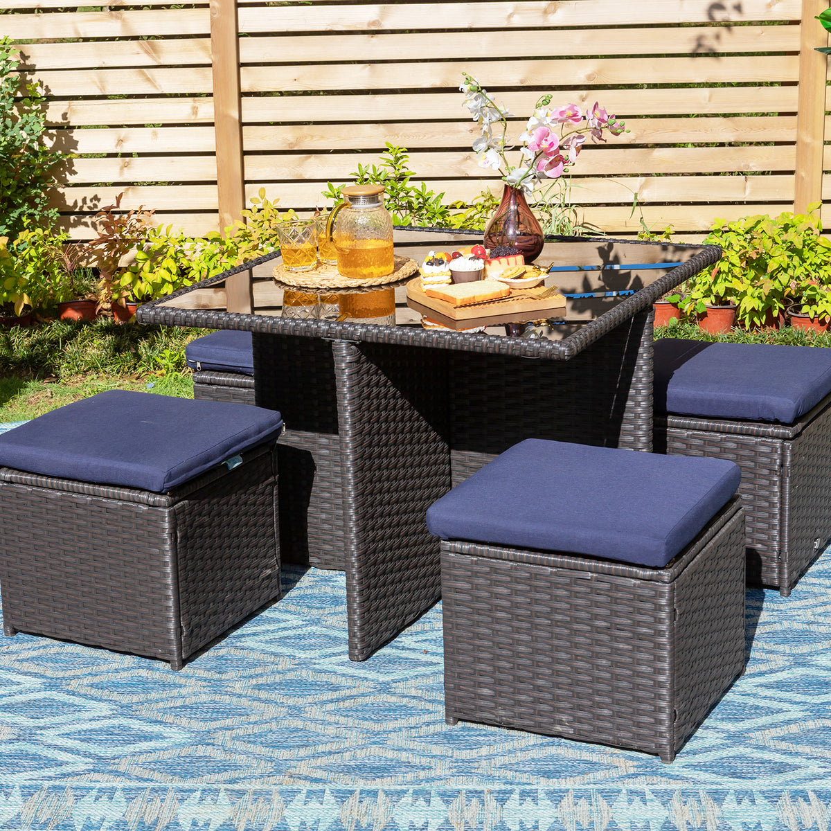 Outdoor Furniture Rattan Sectional Sofa Set with Storage Box
