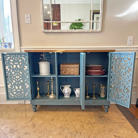 Accent Storage Cabinet with Decorative Carved