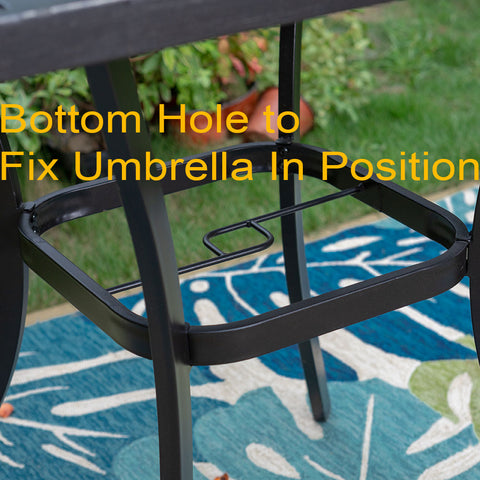 Outdoor Patio 31" Square Height Bar Table with Umbrella Hole - 36" Height Coating Old Craft