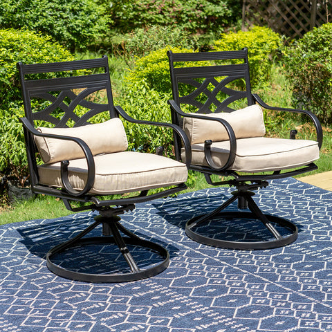 2-Piece Hollow-out Patio Dining Chairs with Thick Cushions