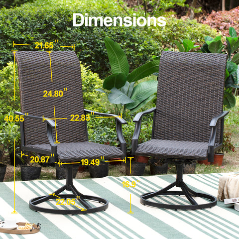 Rattan Swivel Patio Dining Chairs, Set of 2