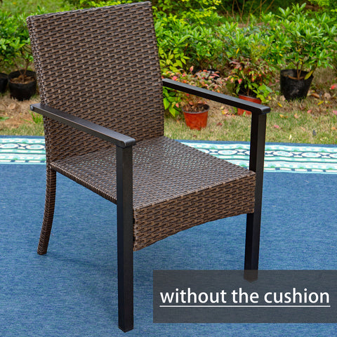 7-Piece Steel Panel Table & Rattan Cushion Dining Chairs Outdoor Patio Dining Set