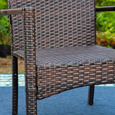 Rattan Steel Cushioned Patio Chairs, Outdoor Chairs, Set of 2