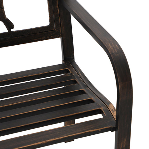 50" Patio Garden and Park Bench, Steel Frame Porch Chair Seat