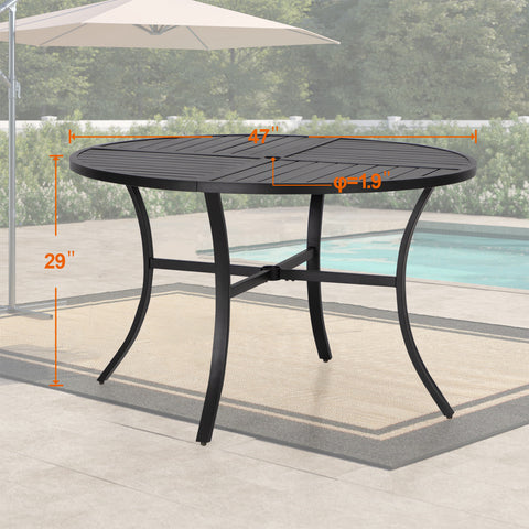 5-Piece Geometrically Stamped Round Table & Swivel Dining Chairs Outdoor Dining Set