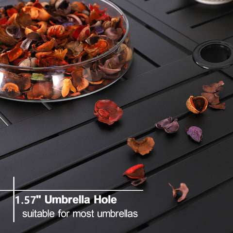 5-Piece Geometrically Stamped Round Table & Stackable Dining Chairs Outdoor Dining Set