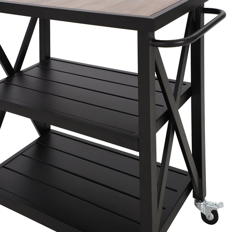 PHI VILLA Mobile 3-Tier Kitchen Cart with Metal Frames, For Outdoor and Indoor Use
