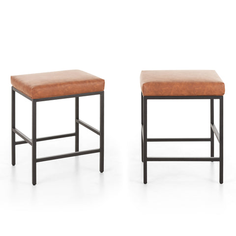 PHI VILLA Square Counter Height Bar Stools with Water-Proof PU Leather Seat