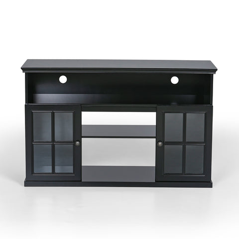 PHI VILLA 48'' Classic Glass Door Wooden Fireplace Cabinet Corner TV Stand with Electric Fireplace