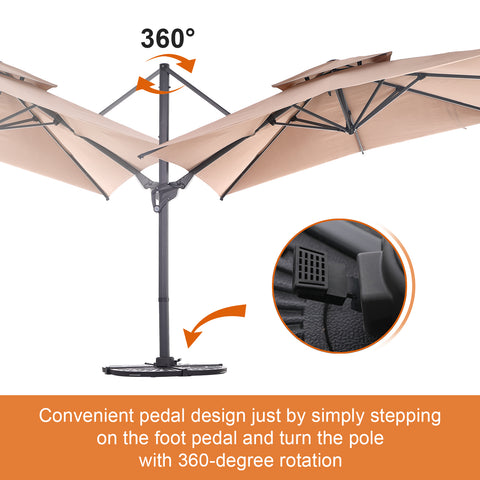 10ft Patio Cantilever Umbrella Square Outdoor Offset Umbrella