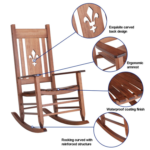 2PC Solid Outdoor Indoor Rocking Chair for Patio Deck Garden Rocker Chair
