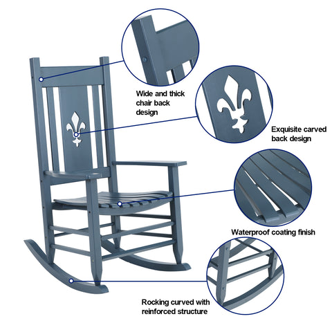 2PC Solid Outdoor Indoor Rocking Chair for Patio Deck Garden Rocker Chair
