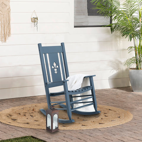 2PC Solid Outdoor Indoor Rocking Chair for Patio Deck Garden Rocker Chair