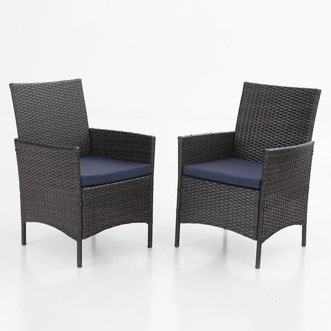 Rattan Steel Cushioned Patio Chairs, Outdoor Chairs, Set of 2