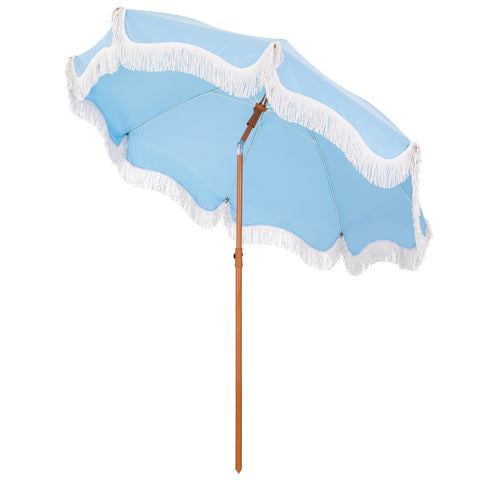7ft Auto-Tilt Beach Tassel Umbrella With Handy Carry Bags