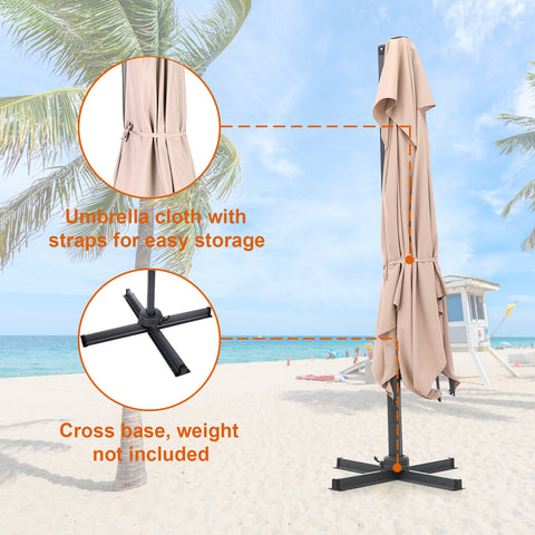 10ft Patio Cantilever Umbrella Square Outdoor Offset Umbrella