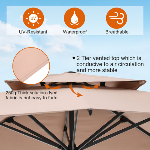 10ft Patio Cantilever Umbrella Square Outdoor Offset Umbrella
