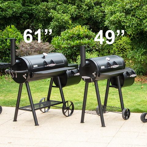 2-In-1 Charcoal Smoker Grill with Offset Smoke Box