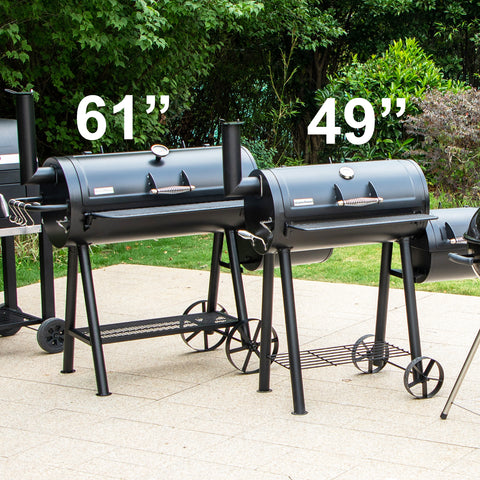 2-In-1 Charcoal Smoker Grill with Offset Smoke Box