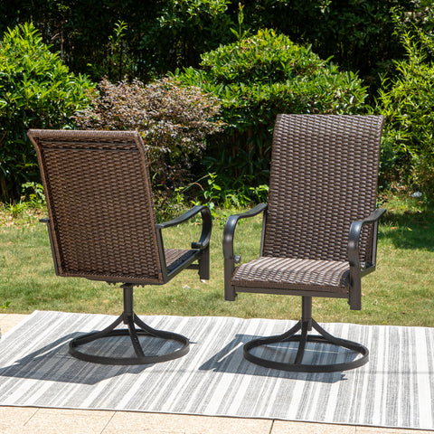 Rattan Swivel Patio Dining Chairs, Set of 2