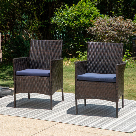 Square Table & Rattan Cushioned Dining Chairs 5-Piece Outdoor Dining Set