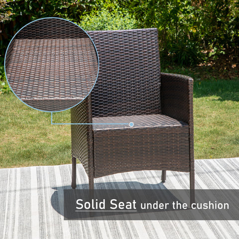 Rattan Steel Cushioned Patio Chairs, Outdoor Chairs, Set of 2