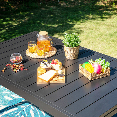 Metal Adjustable Outdoor Patio Dining Table for 6-8 Person