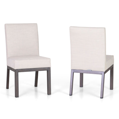 Textilene Fabric Padded Fixed Patio Lounge Chairs, Set of 2