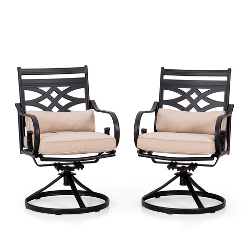 2-Piece Hollow-out Patio Dining Chairs with Thick Cushions