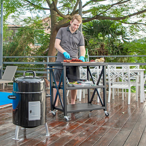 PHI VILLA Mobile 3-Tier Kitchen Cart with Metal Frames, For Outdoor and Indoor Use