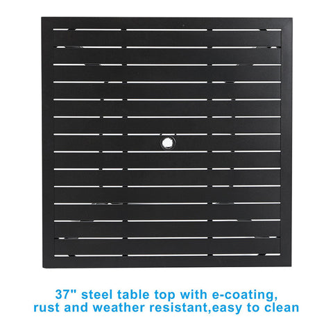 37" Metal Steel Slat Patio Table with Umbrella Hole