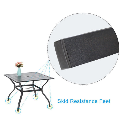 37" Metal Steel Slat Patio Table with Umbrella Hole