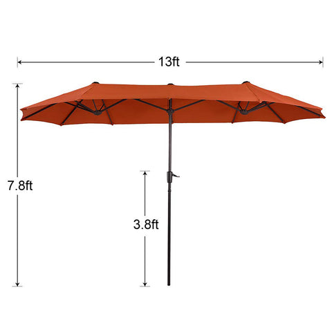 8-Piece Outdoor Dining Set with 13ft Umbrella Steel Rectangle Table & 6 Stackable Chairs