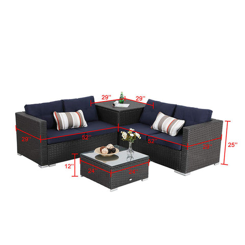 Outdoor Furniture Rattan Sectional Sofa Set with Storage Box