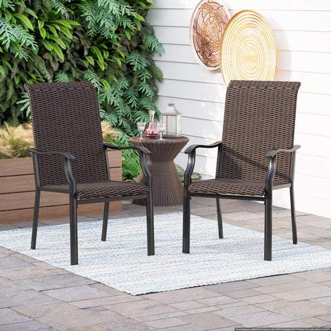Rattan Metal Patio Dining Chairs, Set of 2