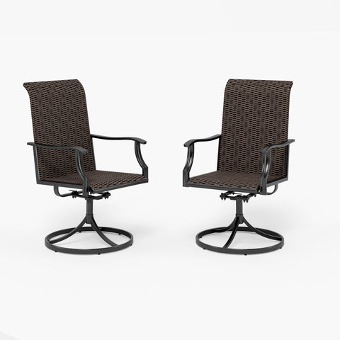 Rattan Swivel Patio Dining Chairs, Set of 2