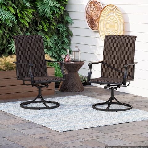 Rattan Swivel Patio Dining Chairs, Set of 2