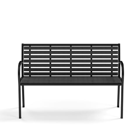 Steel Wood-Plastic Outdoor Bench for Park, Garden, Backyard