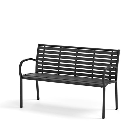 Steel Wood-Plastic Outdoor Bench for Park, Garden, Backyard