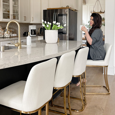 24" Modern PU Leather Bar Stools for Kitchen Island，Phi Villa
