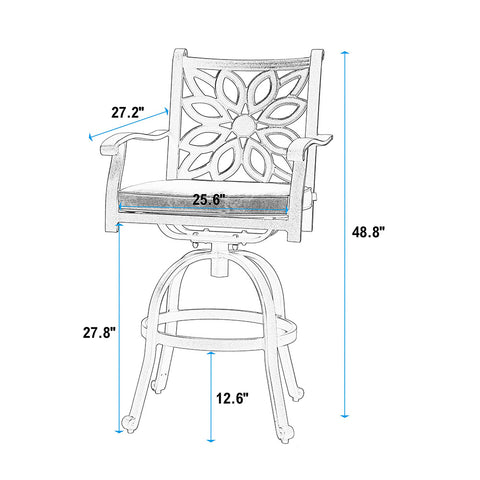 Cast Aluminum Outdoor Pub Height Swivel Bistro Bar Stools