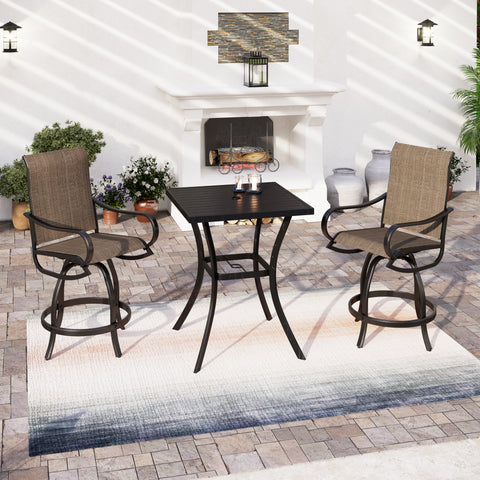 Sophia & William Outdoor Bar Stool Sets Swivel Textilene Bar Stools with Reinforced Base & Square High Bar Table