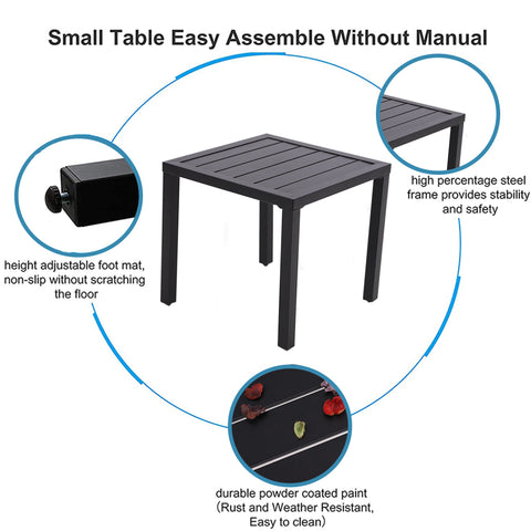 Black Small Metal Square Side Coffee Bistro Table