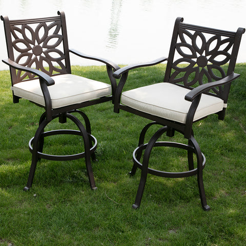 Cast Aluminum Outdoor Pub Height Swivel Bistro Bar Stools