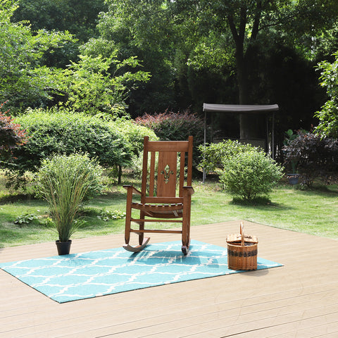 2PC Solid Outdoor Indoor Rocking Chair for Patio Deck Garden Rocker Chair