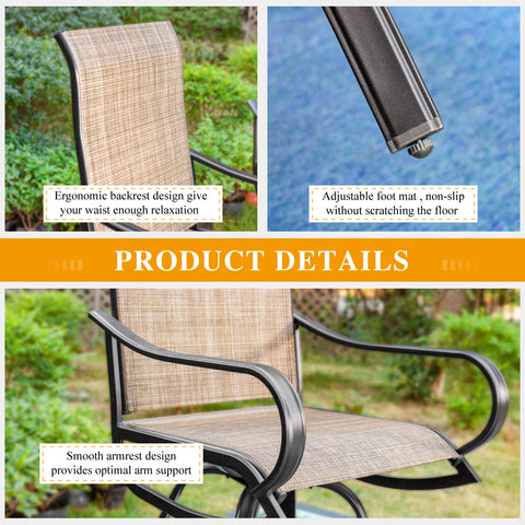 Outdoor Bar Stool Sets Swivel Textilene Bar Stools with Reinforced Base & Square High Bar Table