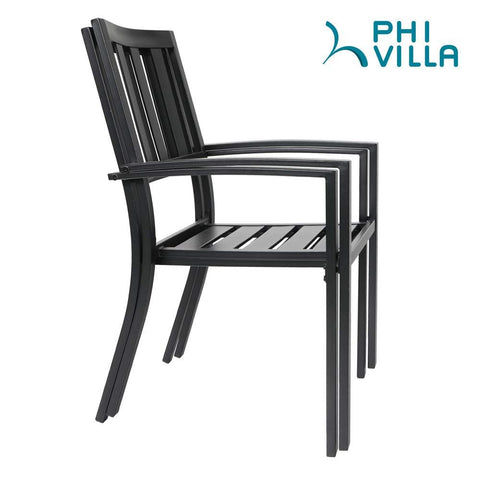 Side Table & 2 Stackable Chairs 3-Piece Outdoor Bistro Set