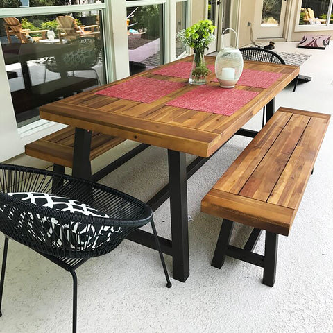 Outdoor Acacia Wood Dining Set, Modern Outdoor Dining Furniture