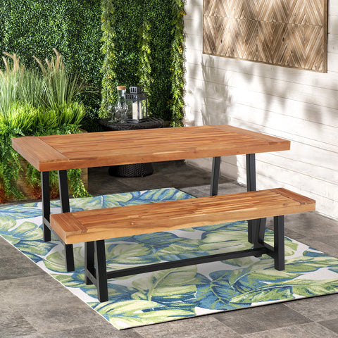 Outdoor Acacia Wood Dining Set, Modern Outdoor Dining Furniture